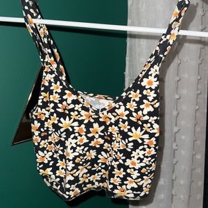Black Daisy Crop Top